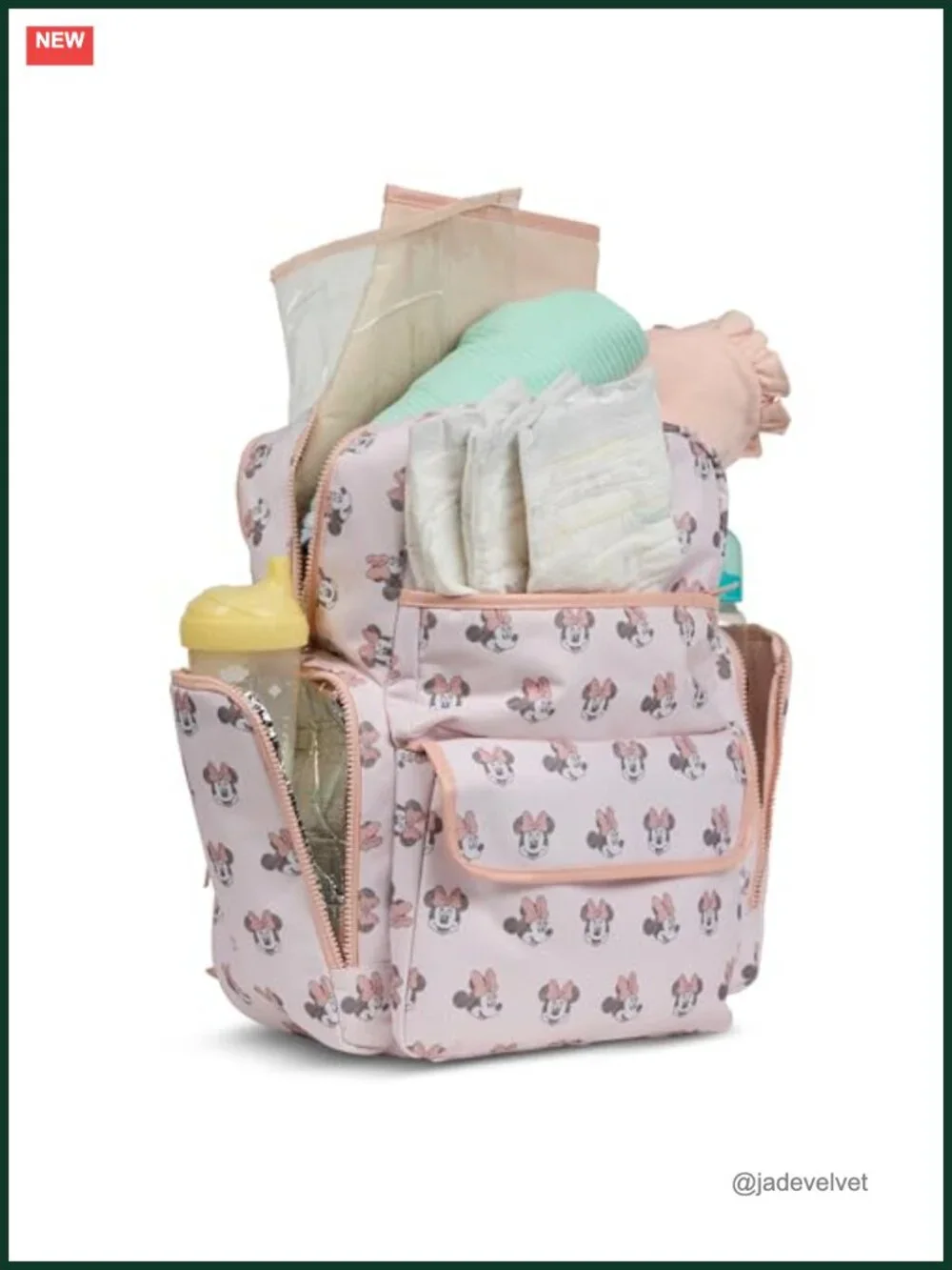 Minnie Mouse Diaper Bag Backpack Nylon Insulated Bottle Holders Changing Pad